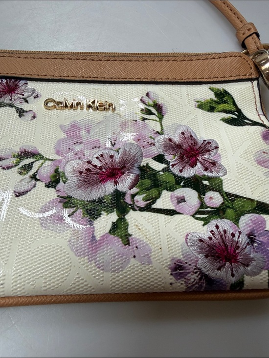 Calvin Klein Handbags - Calvin Klein Cream and Purple Floral Wristlet Clutch